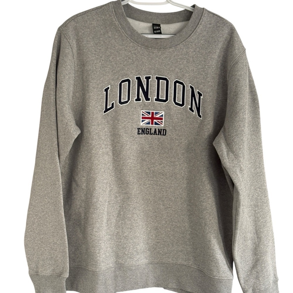 London England Graphic Crewneck Sweatshirt Size Large Gray